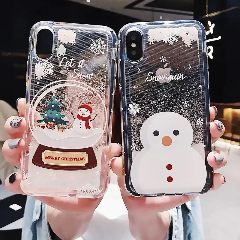 Snowflake Liquid Sand Christmas iPhone Case