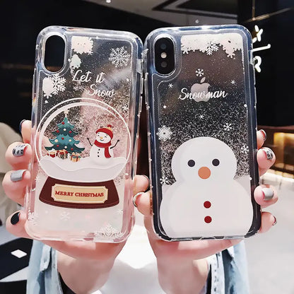 Snowflake Liquid Sand Christmas iPhone Case