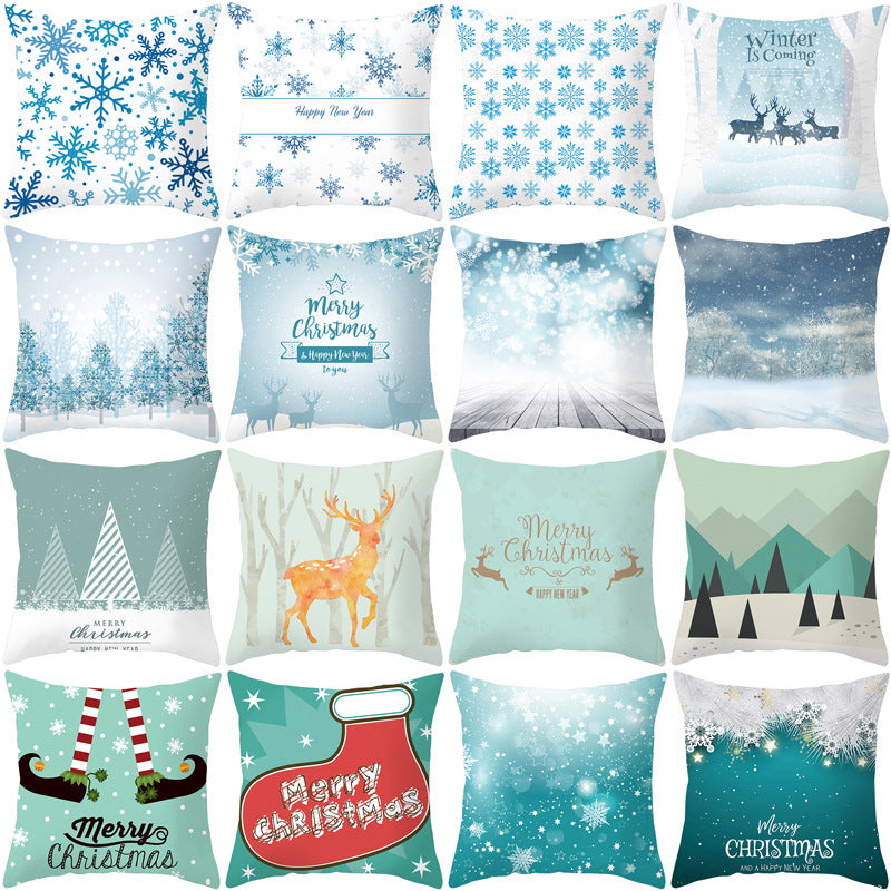 Christmas Snowflake Print Polyester Pillowcase For Home Decor