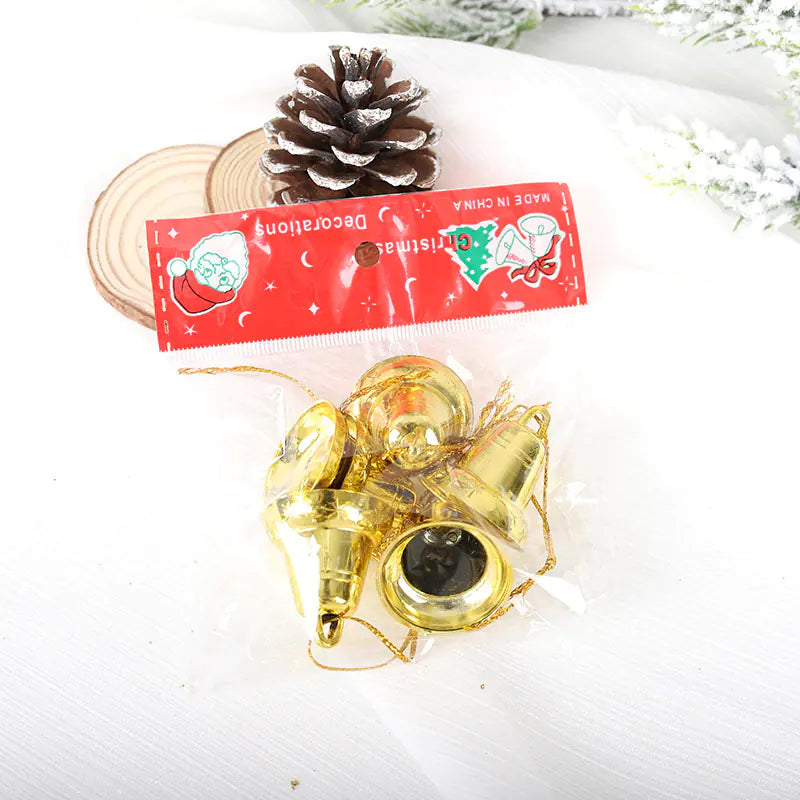 Gold Plastic Christmas Tree Bell Ornaments For Home Decor