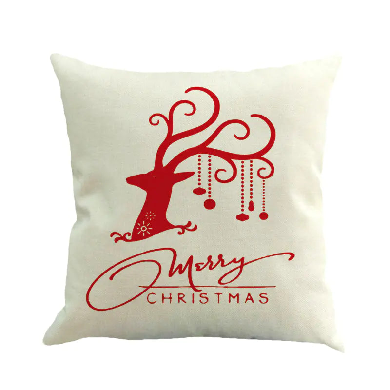 Christmas Pillow Cover With Reindeer & Santa Design For Home Decor
