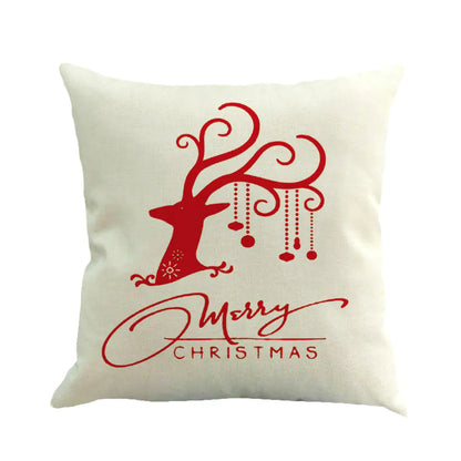 Christmas Pillow Cover With Reindeer & Santa Design For Home Decor
