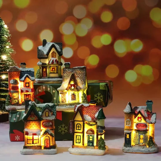 Classic Christmas House Village Style Light Decoration For Home Decor
