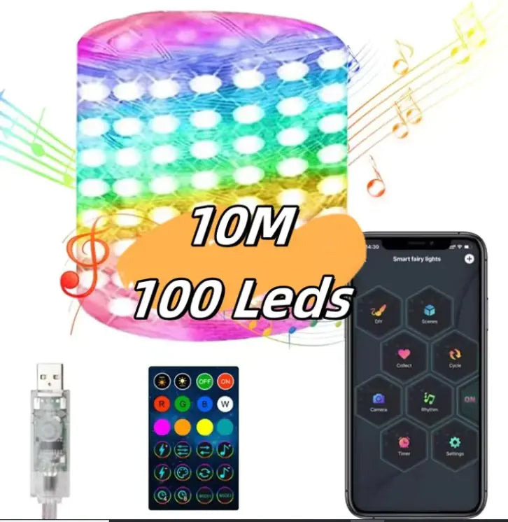 Christmas LED Remote Control RGB Smart Lights For Home Decor