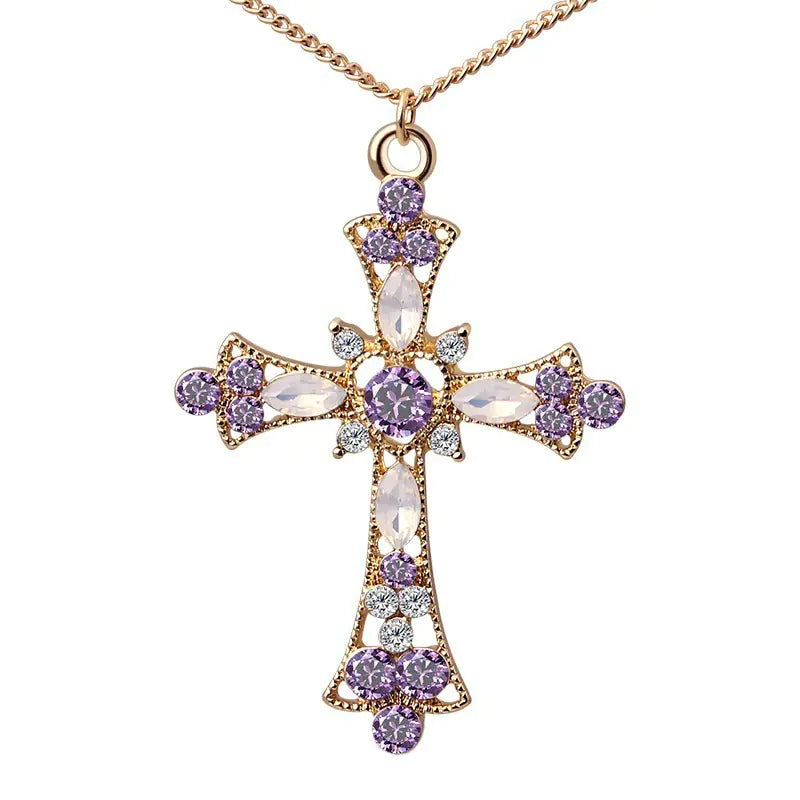 Cross Pendant Earrings & Necklace Set For Christmas