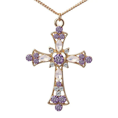 Cross Pendant Earrings & Necklace Set For Christmas