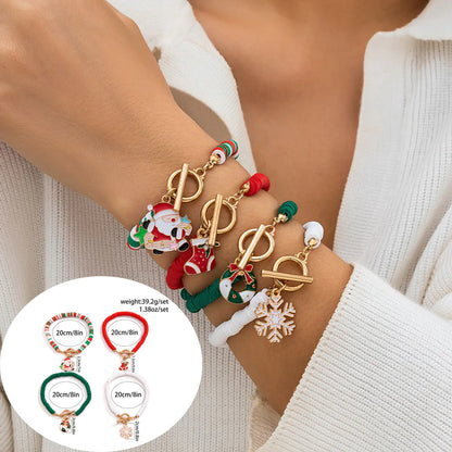 European American Christmas Letters Beaded Bracelet Set