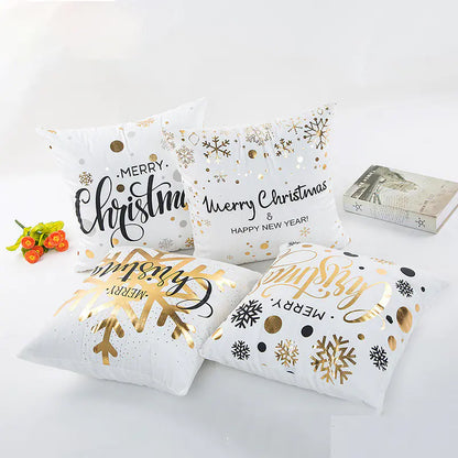 Modern Simple Blended Gold Christmas Pillow Cover For Home Decor