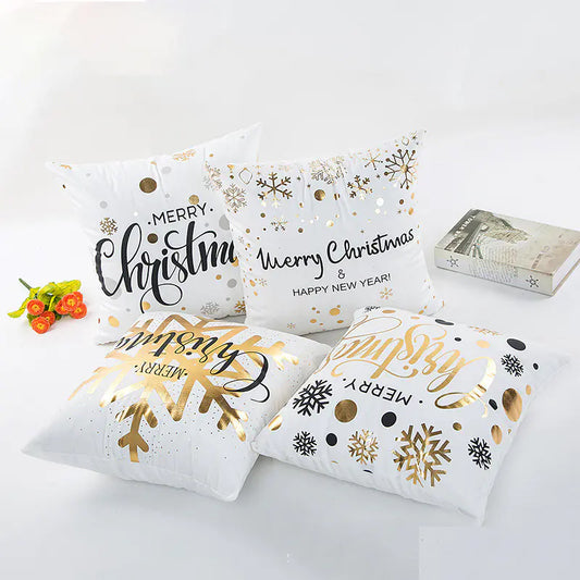 Modern Simple Blended Gold Christmas Pillow Cover For Home Decor