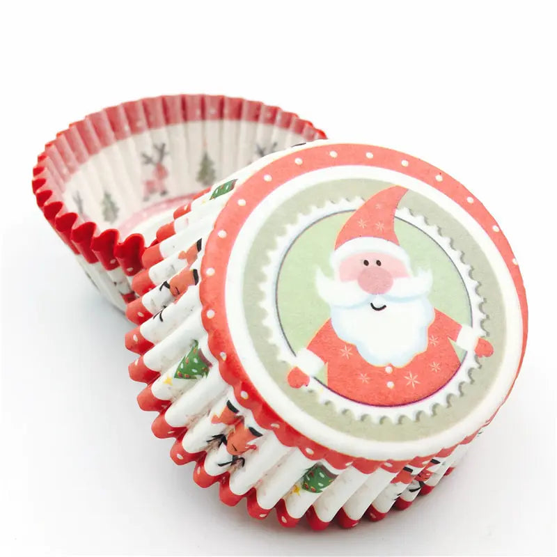 Christmas Santa Cupcake Baking Liners 100-Pack