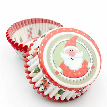 Christmas Santa Cupcake Baking Liners 100-Pack