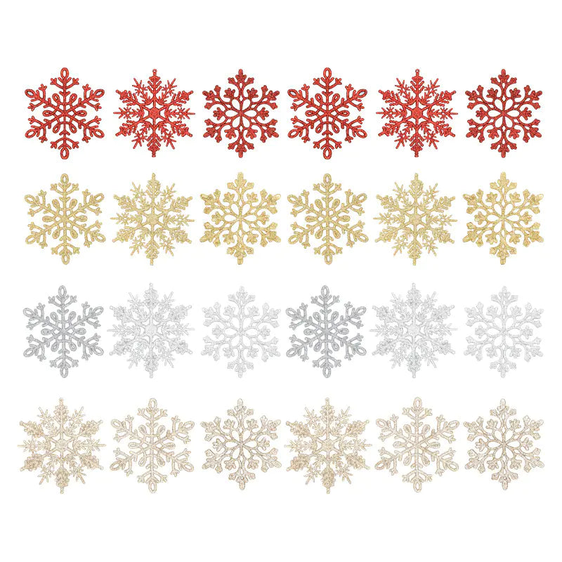 Christmas Glitter Snowflake Set For Home Decor (24PCS)