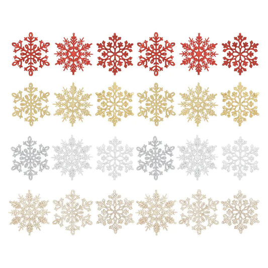 Christmas Glitter Snowflake Set For Home Decor (24PCS)