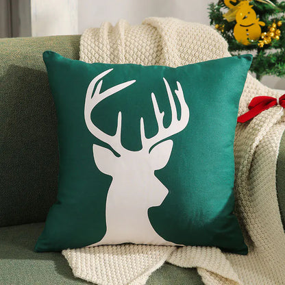 Christmas Tree Gold Foil Deer Cushion Cover For Home Decor