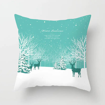 Christmas Snowflake Print Polyester Pillowcase For Home Decor