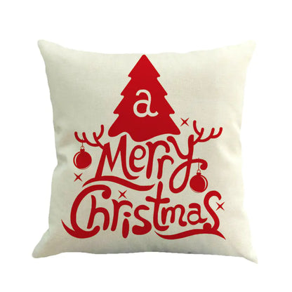 Christmas Pillow Cover With Reindeer & Santa Design For Home Decor