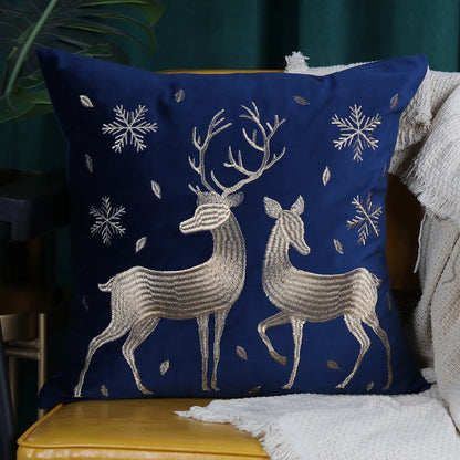 Christmas Tree Gold Foil Deer Cushion Cover For Home Decor