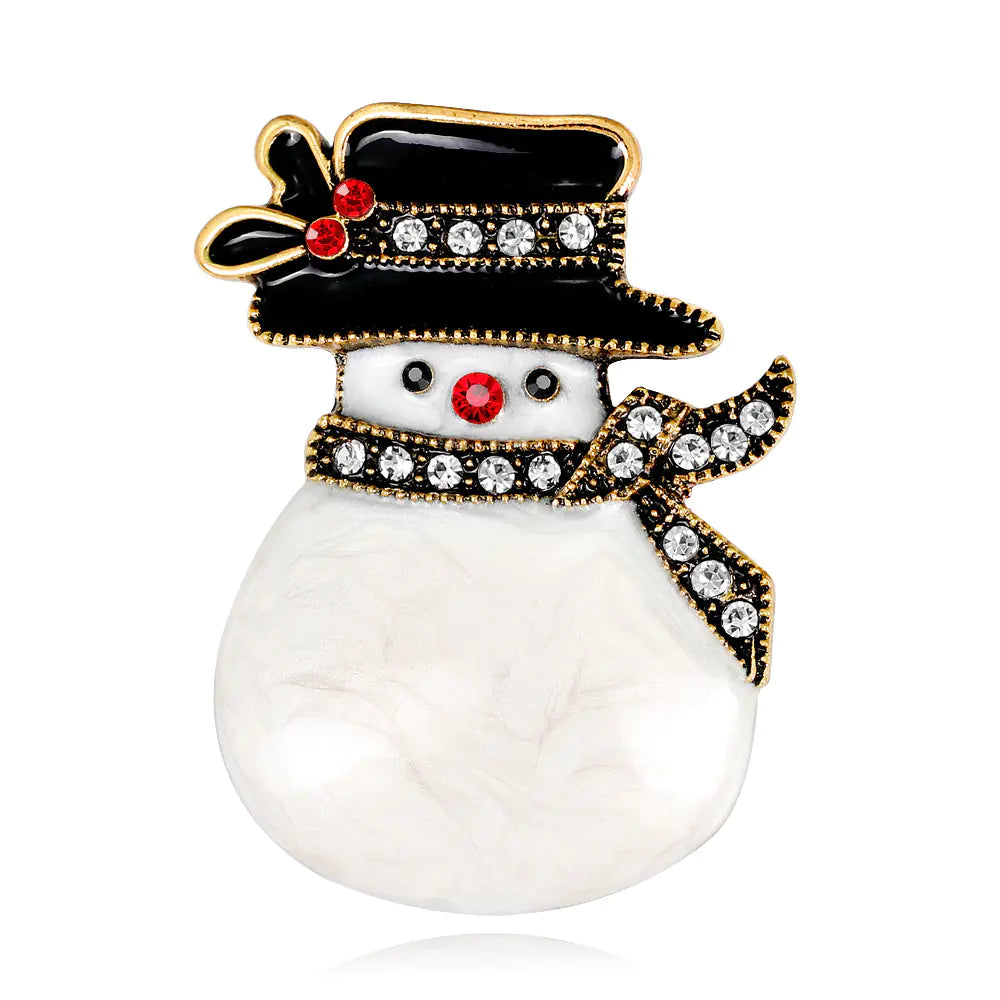 Christmas Snowman Diamond Brooch - Stylish Gift Pin