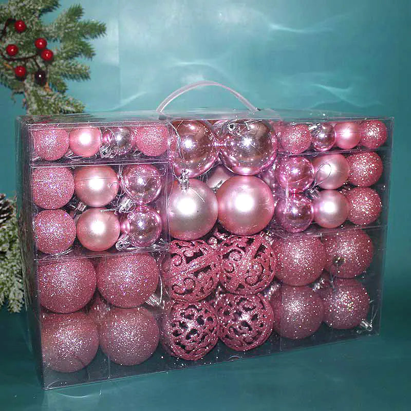 100-Piece Christmas Ornament Ball Set PVC Decor For Home Decor