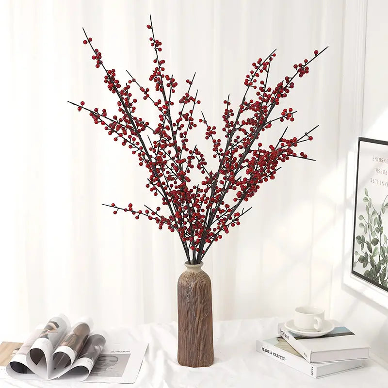Artificial Red Berry Stem Christmas Tree For Home Decor