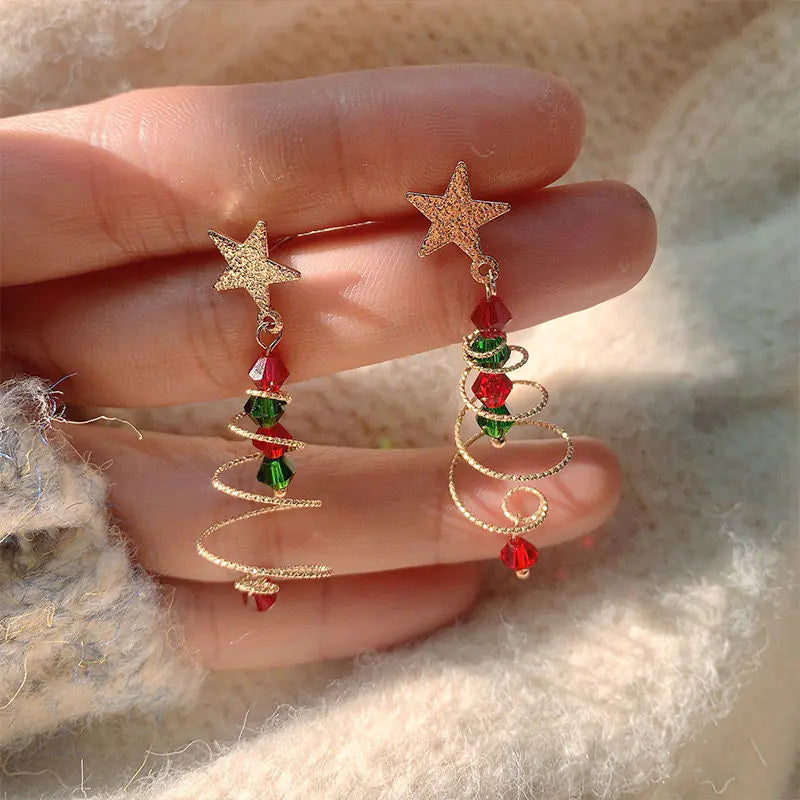 Color Contrast Design Women's Christmas Tree Earrings