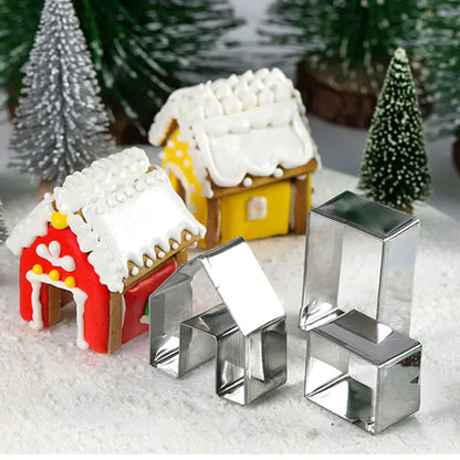 Mini Christmas House Stainless Steel 3D Gingerbread Mold For Home Decor