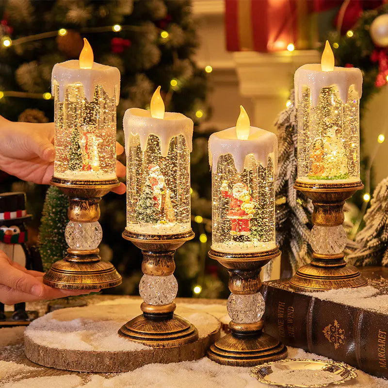Christmas Candle Lights - Crystal Snowfall Decoration For Home Decor
