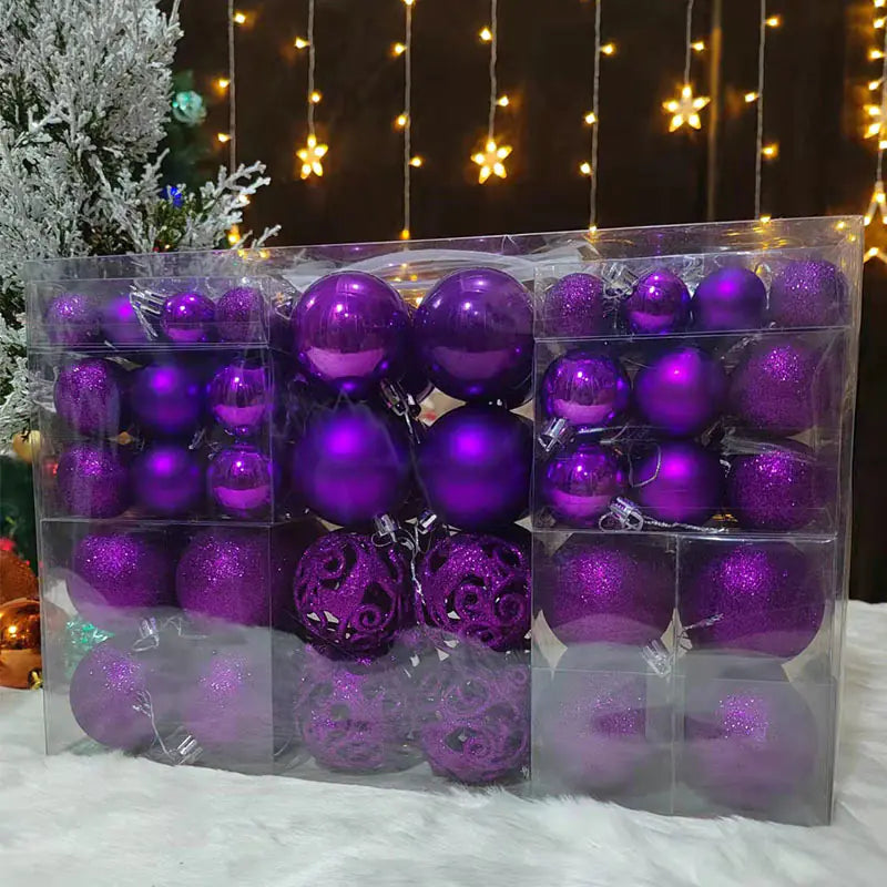 100-Piece Christmas Ornament Ball Set PVC Decor For Home Decor