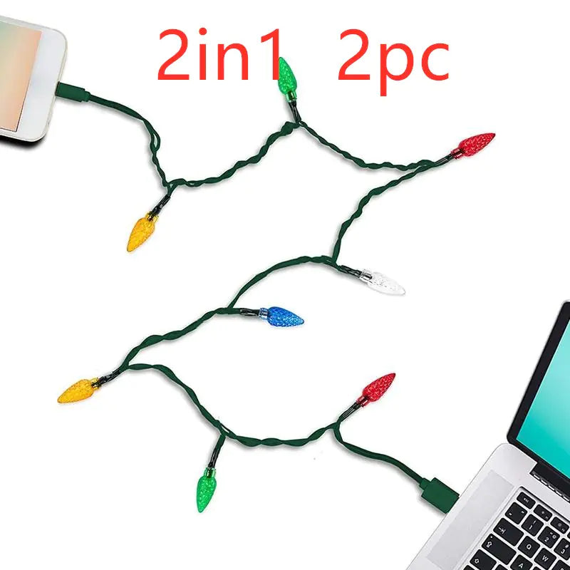 LED USB Charging Cable With Christmas String Lights