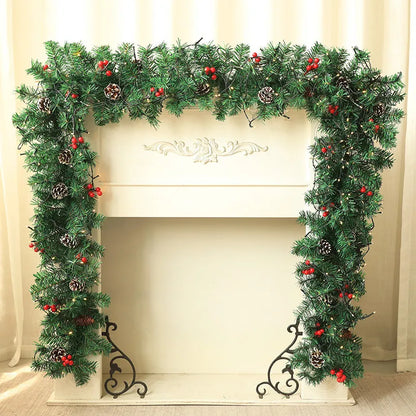 Illuminated Green Christmas Garland Cane Decoration For Home Decor