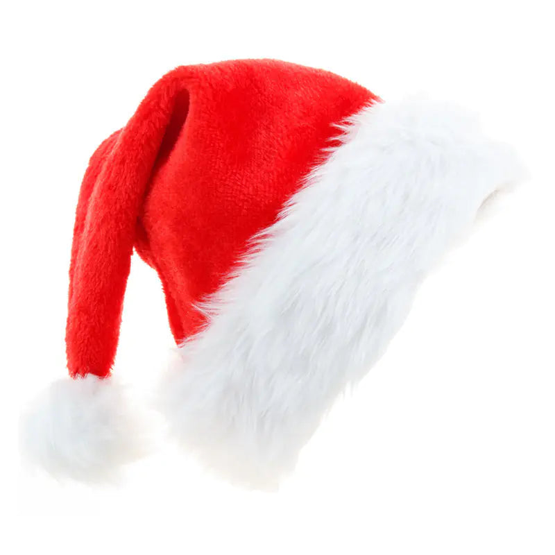 Thick Plush Red Christmas Hat With Big Pom Pom