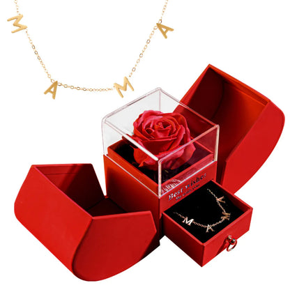 Elegant Christmas Rose Jewelry Box & Necklace