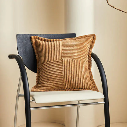 Solid Christmas Corduroy Cushion Cover With Stripes