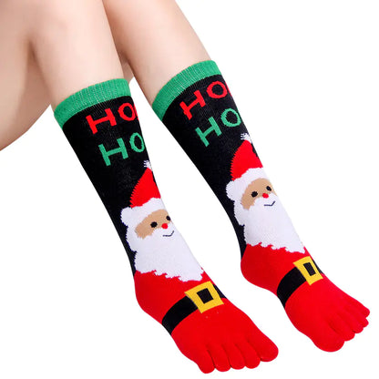 Christmas Five-Toed Socks For Cold Protection and Warmth