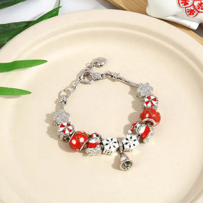 Christmas Snowflake Bells Charm Bracelet For Kids