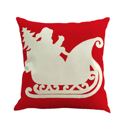 Christmas Pillow Cover With Reindeer & Santa Design For Home Decor