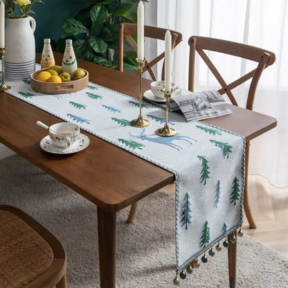 Modern Minimalist Christmas Table Runner With Tassels For Home Decor
