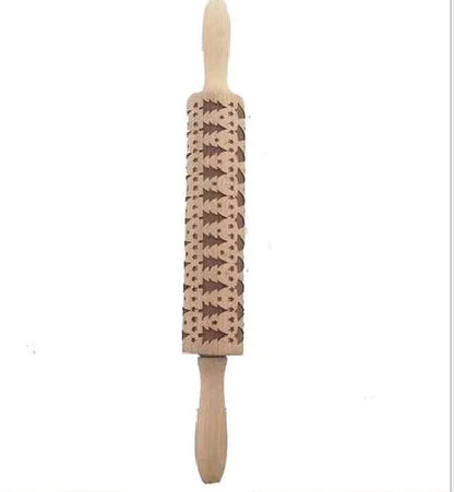 Christmas Pattern Rolling Pin For Baking Holiday Home Decor