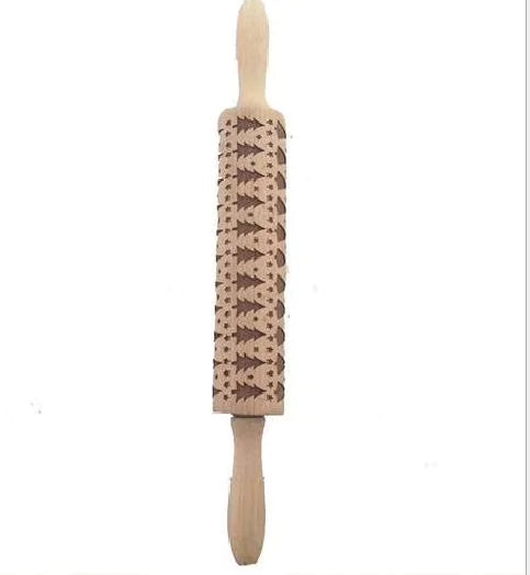 Christmas Pattern Rolling Pin For Baking Holiday Home Decor