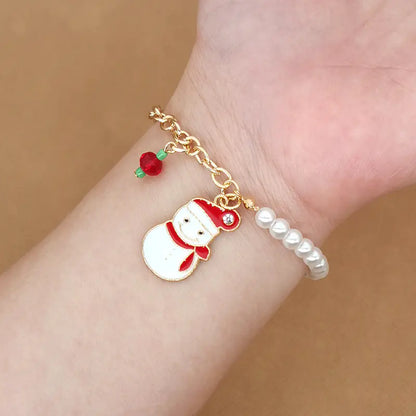 Christmas Bracelet With Snowman, Elk, and Snowflakes