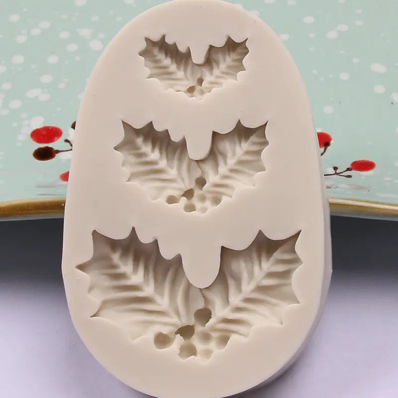 Christmas Holly Leaf Silicone Cake Molds For Baking
