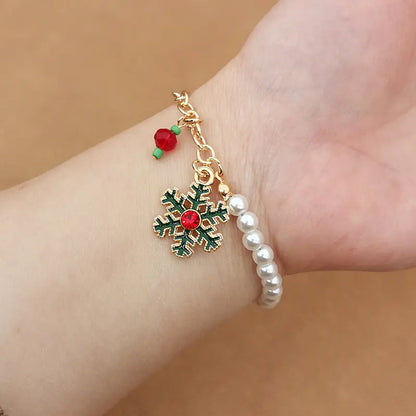 Christmas Bracelet With Snowman, Elk, and Snowflakes