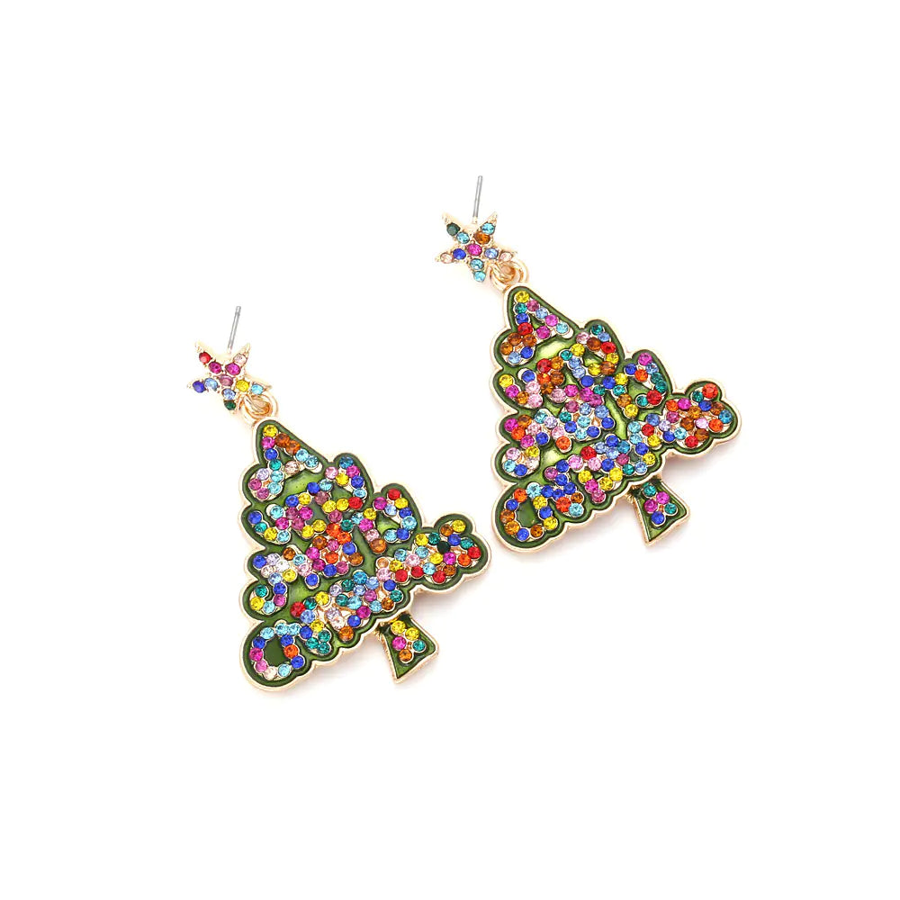 Fashionable Star Letter Pearl Christmas Tree Earrings