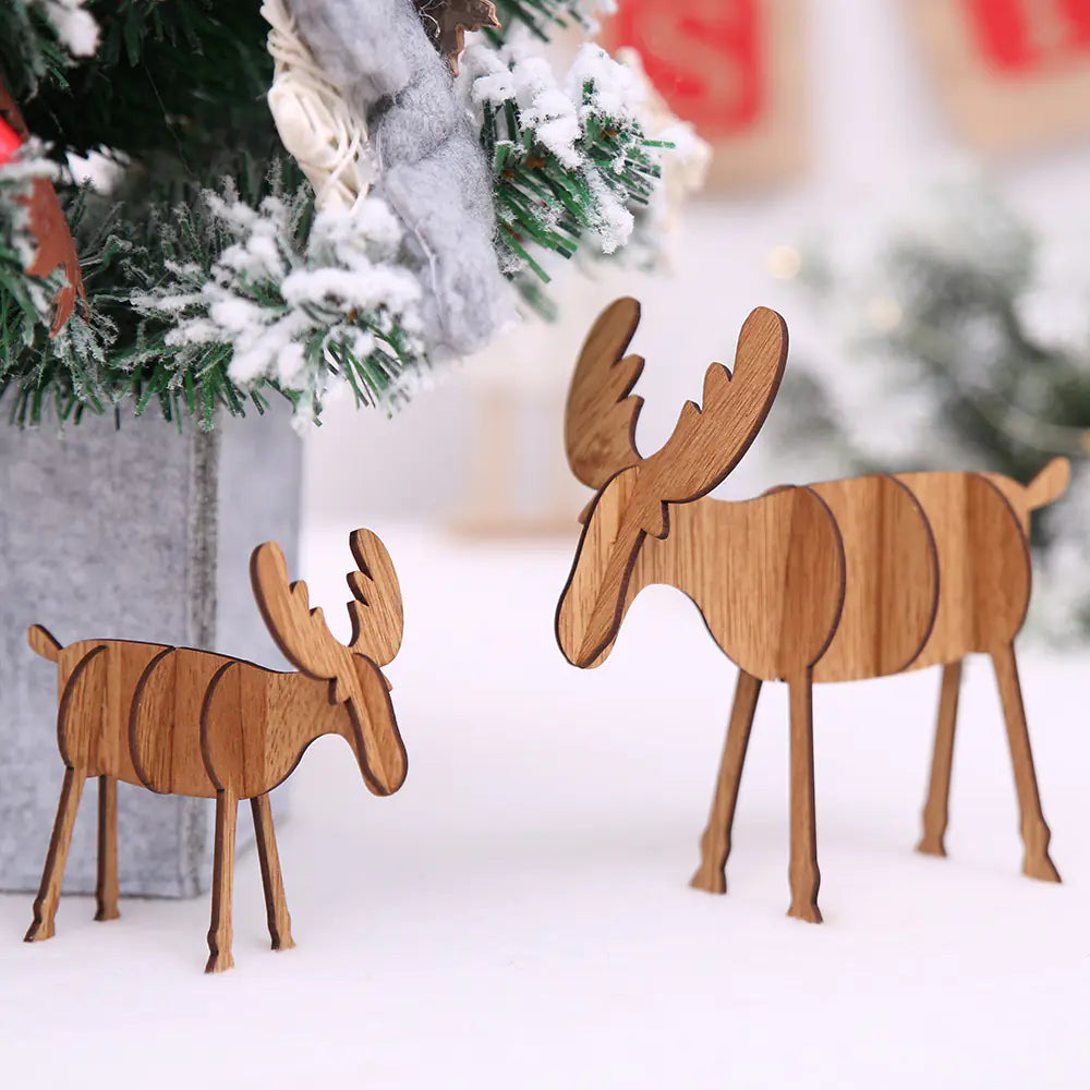 Wooden Christmas Reindeer Decor & Tree Ornament