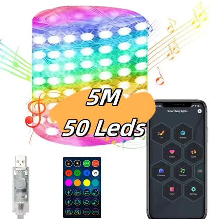 Christmas LED Remote Control RGB Smart Lights For Home Decor