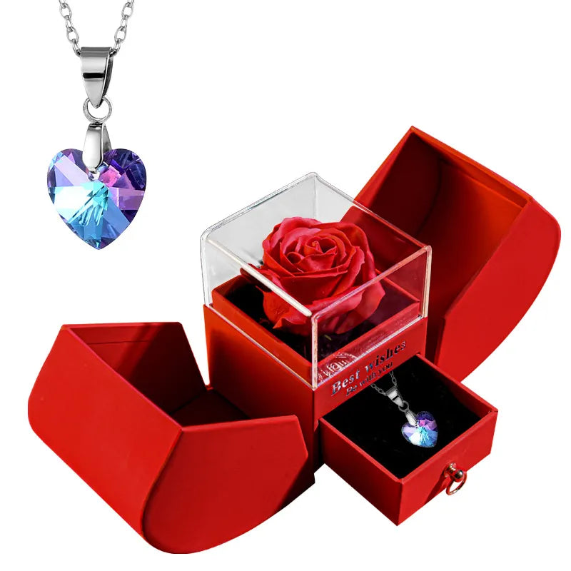 Elegant Christmas Rose Jewelry Box & Necklace