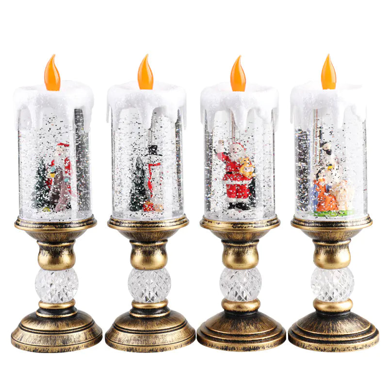 Christmas Candle Lights - Crystal Snowfall Decoration For Home Decor