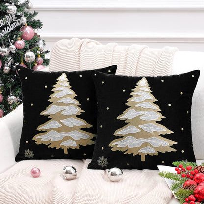Christmas Tree Gold Foil Deer Cushion Cover For Home Decor