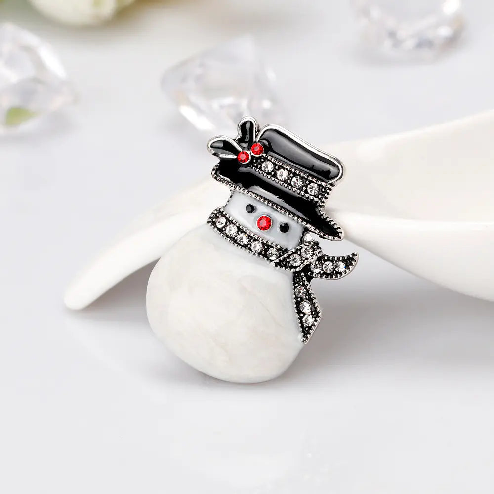 Christmas Snowman Diamond Brooch - Stylish Gift Pin
