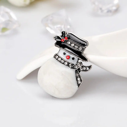 Christmas Snowman Diamond Brooch - Stylish Gift Pin